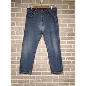 Wrangler Mens Straight Leg Flat Front High Rise Blue Denim‎ Jeans Size 36x30